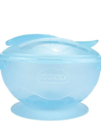 Kit Refeição Pimpolho Bowl com Colher Infantil Masculino Azul Fernanda Ramos Kids
