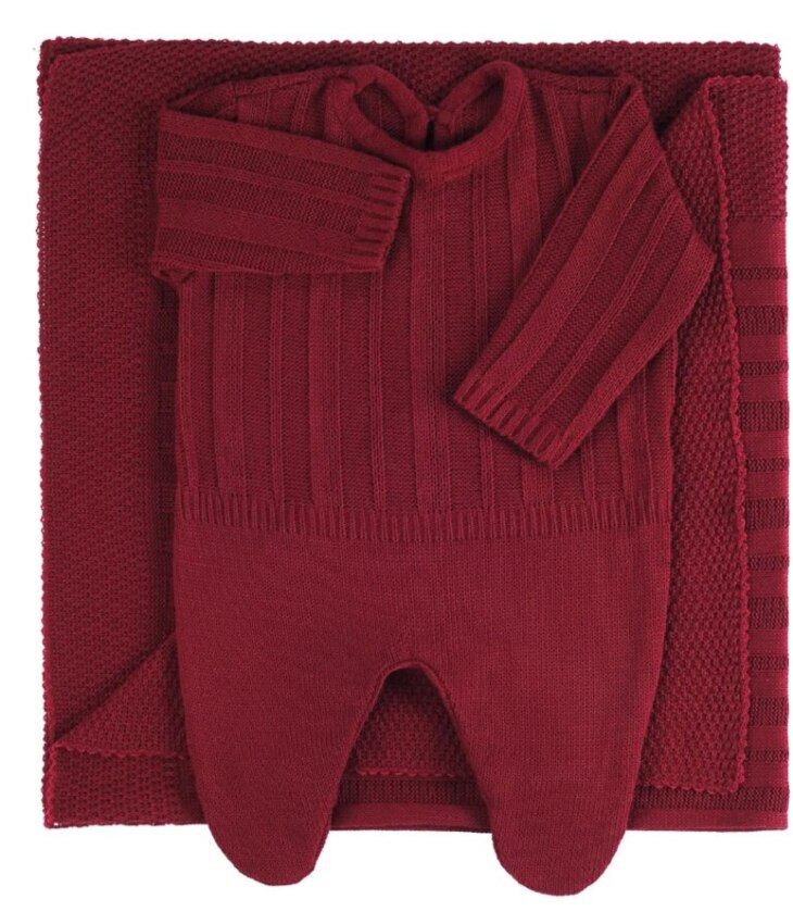 Kit Saída Maternidade Infantil Unissex Macacão e Manta Vermelho Fernanda Ramos Kids