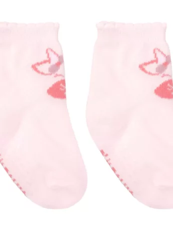 Meia Infantil Feminina Cano Alto Antiderrapante Rosa Vaquinha Fernanda Ramos Kids