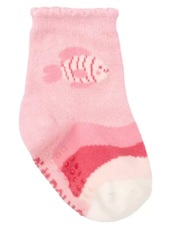 Meia Infantil Feminina Cano Alto Antiderrapante Rosa Peixinho Fernanda Ramos Kids