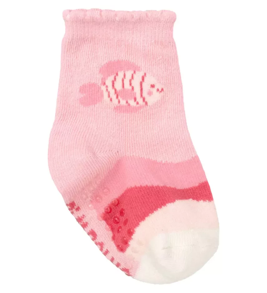 Meia Infantil Feminina Cano Alto Antiderrapante Rosa Peixinho Fernanda Ramos Kids