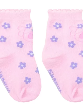 Meia Infantil Feminina Cano Alto Antiderrapante Rosa Porquinha Fernanda Ramos Kids