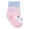 Meia Infantil Feminina Cano Alto Antiderrapante Rosa Urso Fernanda Ramos Kids
