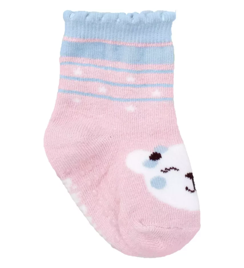 Meia Infantil Feminina Cano Alto Antiderrapante Rosa Urso Fernanda Ramos Kids