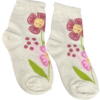 Meia Infantil Feminina Cano Alto Bege Flor Fernanda Ramos Kids