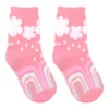 Meia Infantil Feminina Cano Alto Rosa Arco Íris Fernanda Ramos Kids