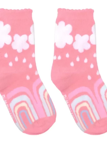 Meia Infantil Feminina Cano Alto Rosa Arco Íris Fernanda Ramos Kids