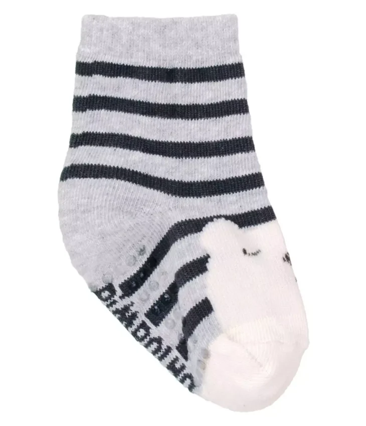 Meia Infantil Masculina Antiderrapante Cinza Urso Fernanda Ramos Kids
