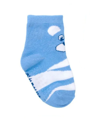Meia Infantil Masculina Cano Alto Antiderrapante Azul Urso Fernanda Ramos Kids