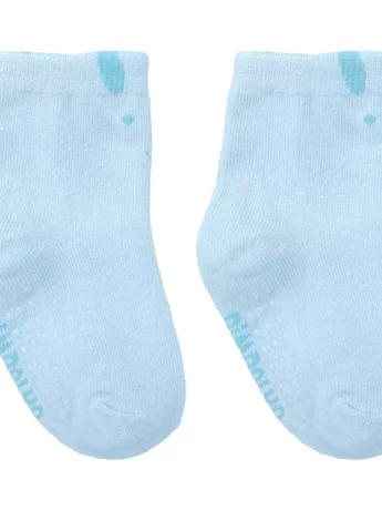 Meia Infantil Masculina Cano Alto Antiderrapante Azul Coelhinho Fernanda Ramos Kids
