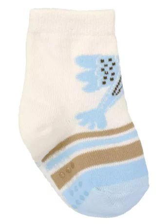 Meia Infantil Masculina Cano Alto Antiderrapante Off White Pássaro Fernanda Ramos Kids