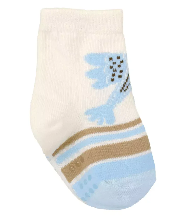 Meia Infantil Masculina Cano Alto Antiderrapante Off White Pássaro Fernanda Ramos Kids