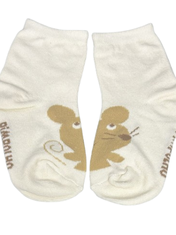 Meia Infantil Masculina Cano Alto Bege Ratinho Fernanda Ramos Kids