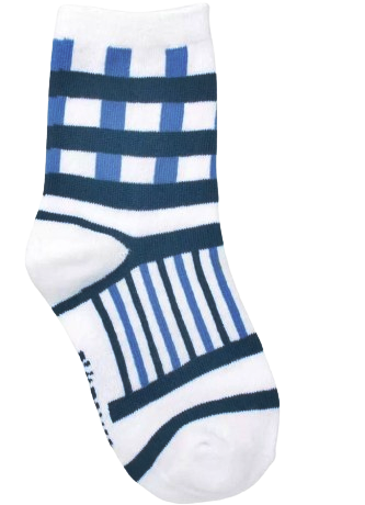 Meia Infantil Masculina Cano Alto Branca Listrada de Azul Fernanda Ramos Kids