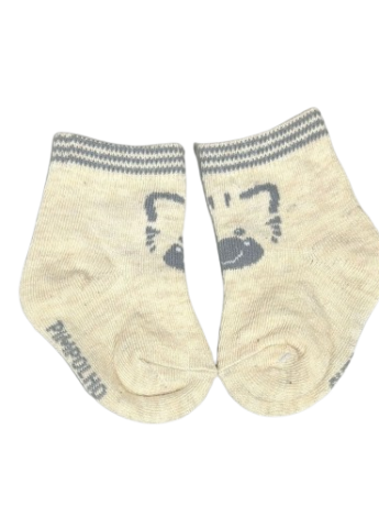 Meia Infantil Masculina Cano Baixo Bege Mesclado Zebra Fernanda Ramos Kids