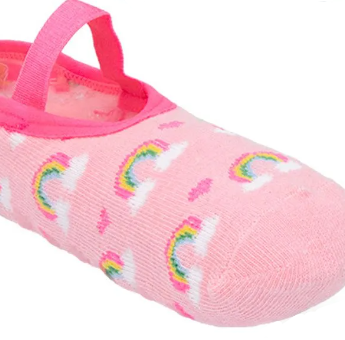 Meia Infantil Sapatilha Feminina Antiderrapante Rosa Arco Íris Fernanda Ramos Kids