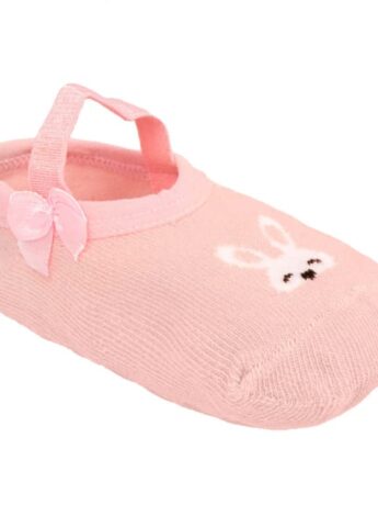 Meia Infantil Sapatilha Feminina Antiderrapante Rosa Coelhinho Fernanda Ramos Kids