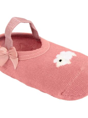 Meia Infantil Sapatilha Feminina Antiderrapante Rosa Ovelhinha Fernanda Ramos Kids