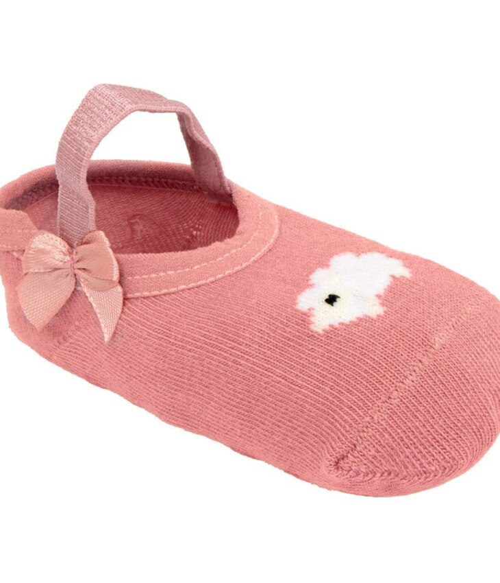 Meia Infantil Sapatilha Feminina Antiderrapante Rosa Ovelhinha Fernanda Ramos Kids