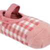 Meia Infantil Sapatilha Feminina Antiderrapante Xadrez Rosa Fernanda Ramos Kids