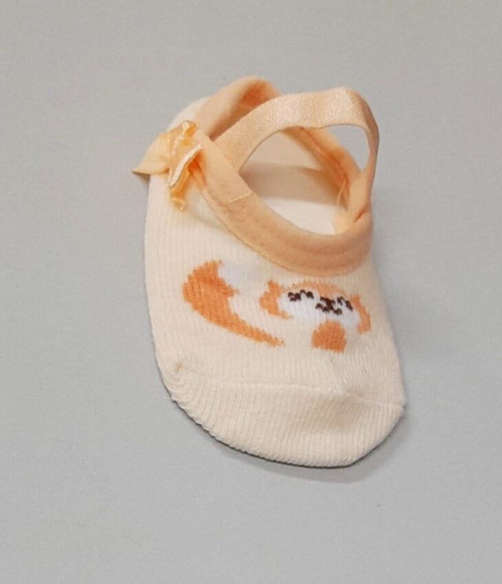 fernandaramoskids com br Meia Infantil Sapatilha Feminina Salmão Raposinha1