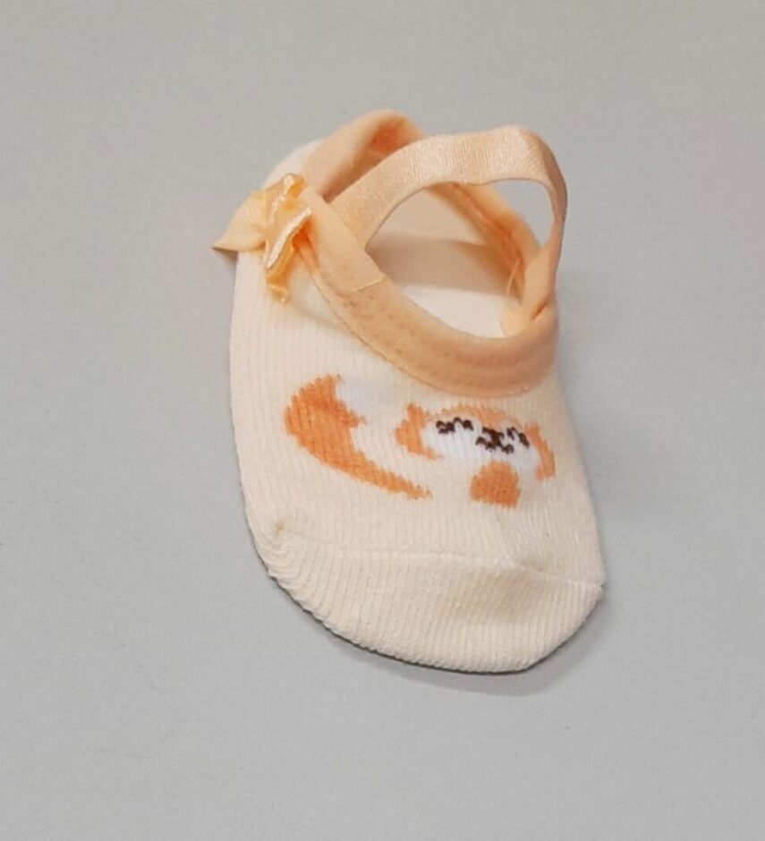 fernandaramoskids com br Meia Infantil Sapatilha Feminina Salmão Raposinha1