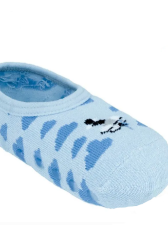 Meia Infantil Sapatilha Masculina Antiderrapante Azul Avião Fernanda Ramos Kids