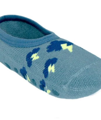 Meia Infantil Sapatilha Masculina Antiderrapante Azul Nuvens Fernanda Ramos Kids