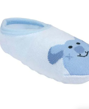 Meia Infantil Sapatilha Masculina Antiderrapante Azul Urso Fernanda Ramos kIds