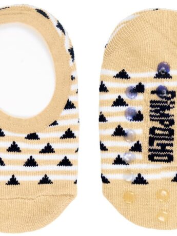 Meia Infantil Sapatilha Masculina Antiderrapante Bege Estampada Fernanda Ramos Kids