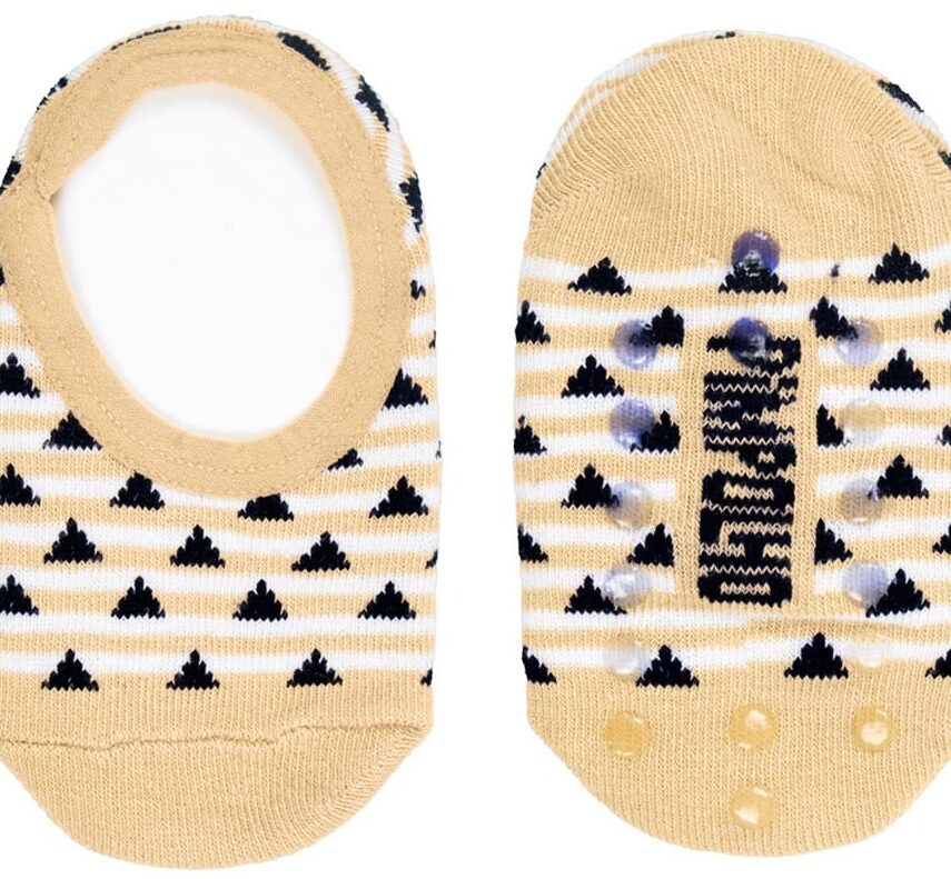 Meia Infantil Sapatilha Masculina Antiderrapante Bege Estampada Fernanda Ramos Kids