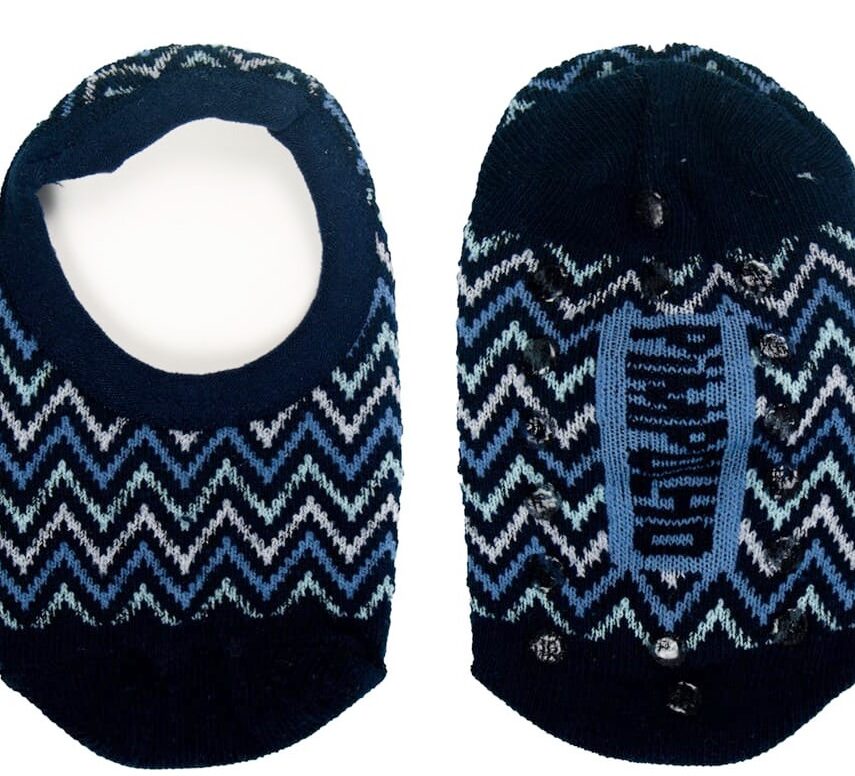 Meia Infantil Sapatilha Masculina Antiderrapante Estampada Azul Fernanda Ramos Kids
