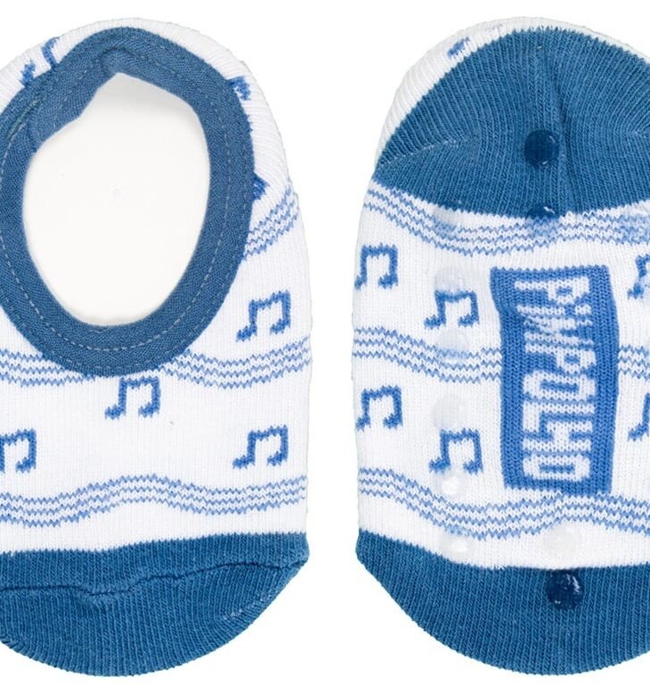 Meia Infantil Sapatilha Masculina Antiderrapante Estampada Branca Fernanda Ramos Kids