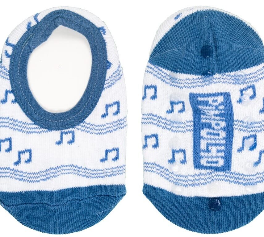 Meia Infantil Sapatilha Masculina Antiderrapante Estampada Branca Fernanda Ramos Kids