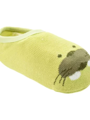 Meia Infantil Sapatilha Masculina Antiderrapante Verde Leão Marinho Fernanda Ramos Kids