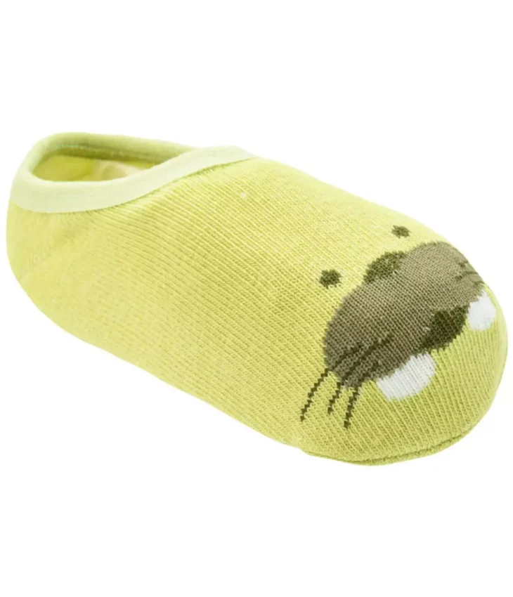 Meia Infantil Sapatilha Masculina Antiderrapante Verde Leão Marinho Fernanda Ramos Kids