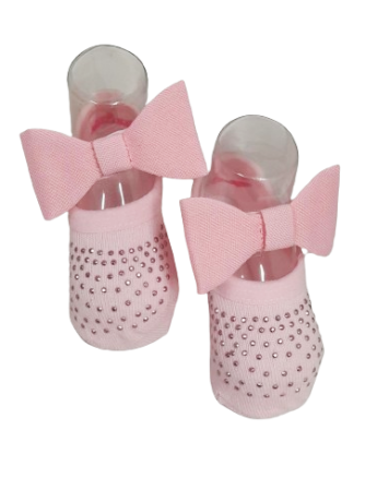 fernandaramoskids com br Meia Rn Primeira Sapatilha Rosa Bebê com Laço1