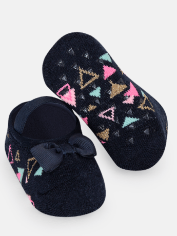 Meia Sapatilha Antiderrapante Infantil Feminina Estampada com Laço Fernanda Ramos Kids