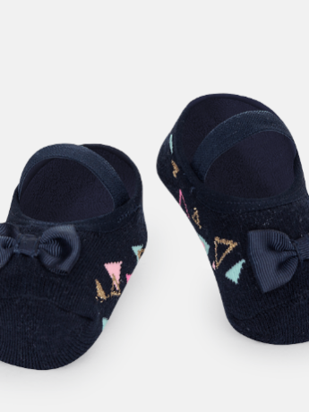 Meia Sapatilha Antiderrapante Infantil Feminina Estampada com Laço Fernanda Ramos Kids