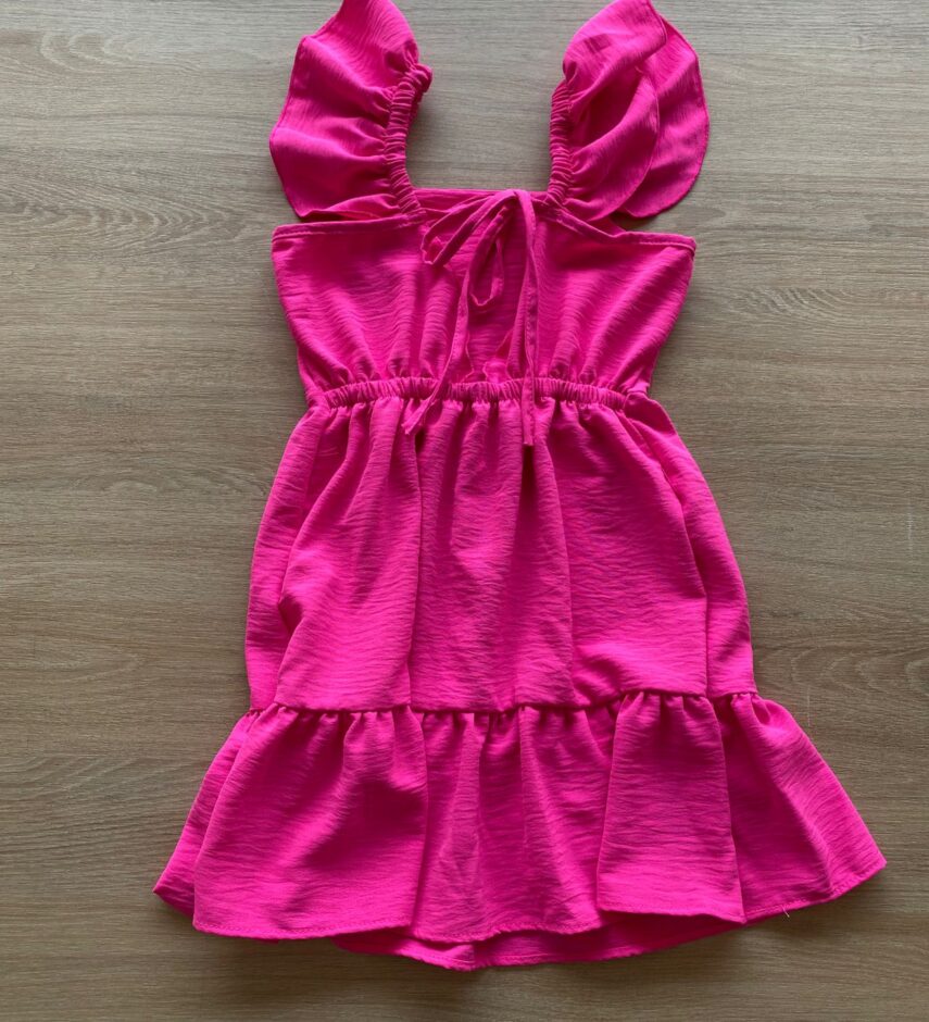 fernandaramoskids com br Vestido Infantil Feminino Curto Pink com Amarração Atrás2
