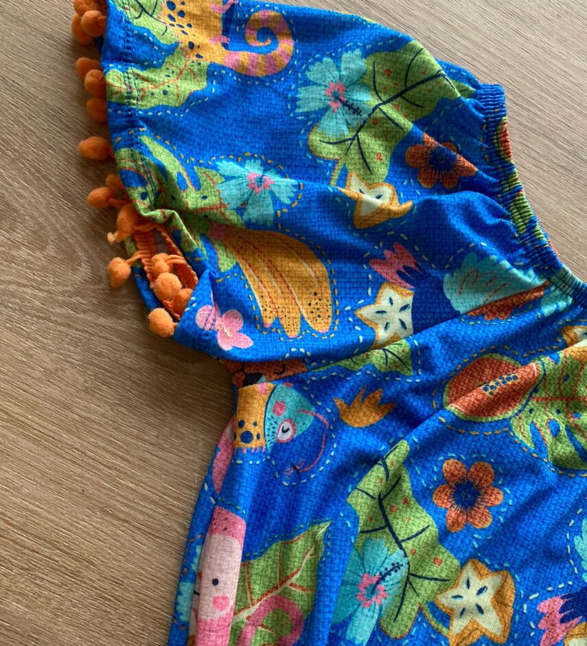 fernandaramoskids com br Vestido Infantil Feminino Soltinho Estampa Tropical Azul1