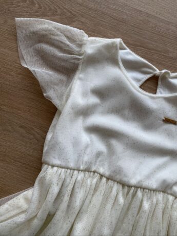 fernandaramoskids com br Vestido Infantil Feminino Tule Manga Curta Off White1