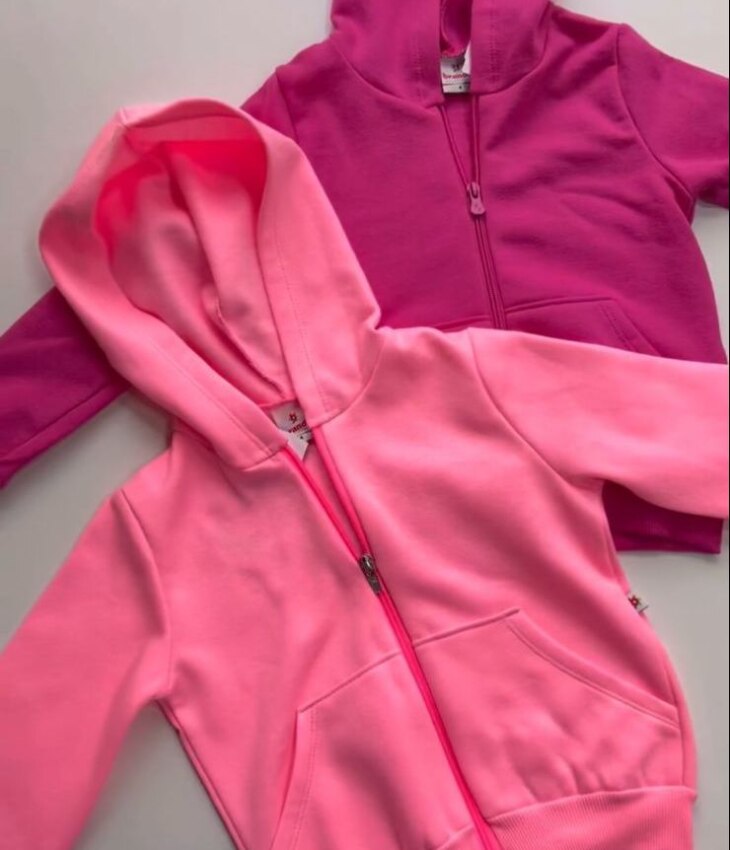Jaqueta Moletom Infantil Feminina Rosa Fernanda Ramos Kids