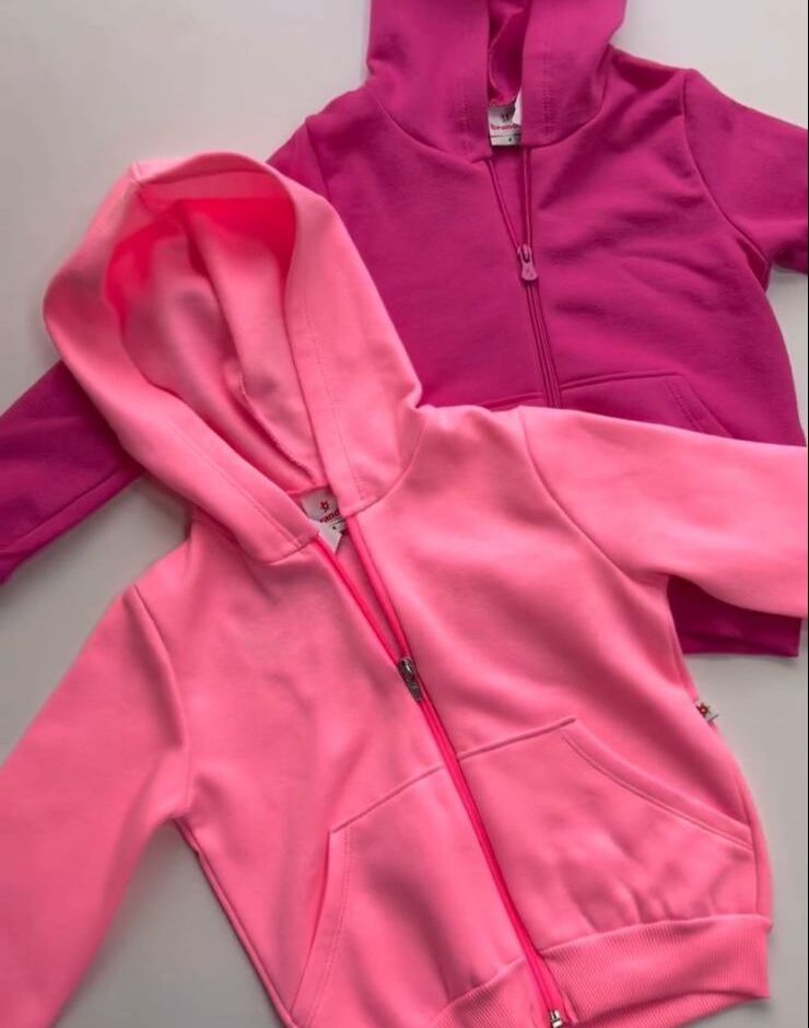 Jaqueta Moletom Infantil Feminina Rosa Fernanda Ramos Kids