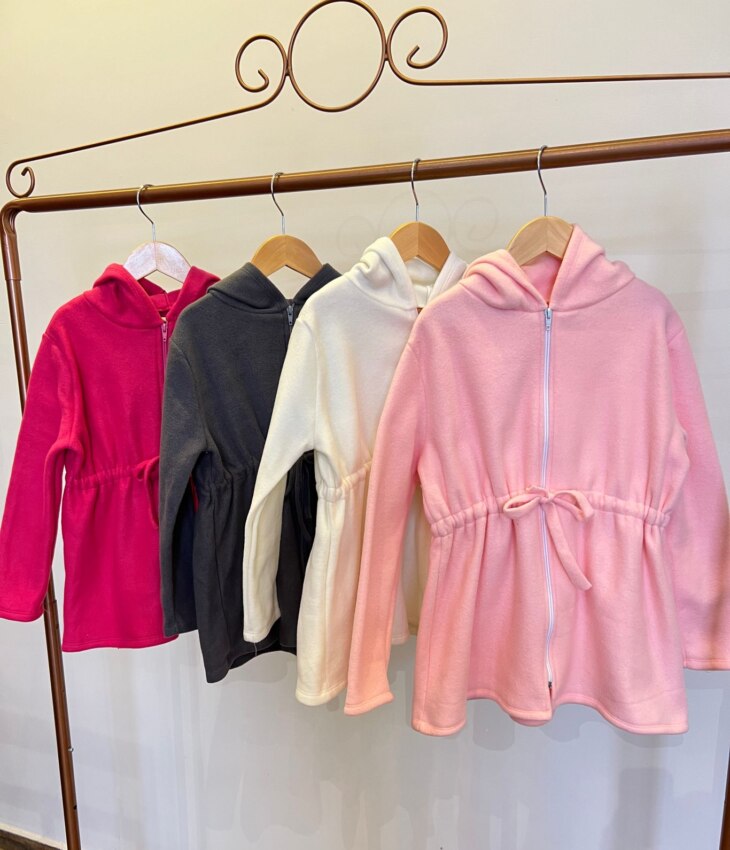 Jaqueta Parka Moletom Infantil Feminina Pink Fernanda Ramos Kids