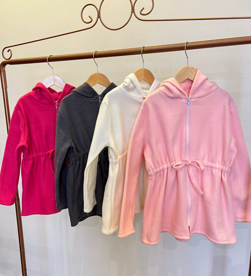 Jaqueta Parka Moletom Infantil Feminina Pink Fernanda Ramos Kids