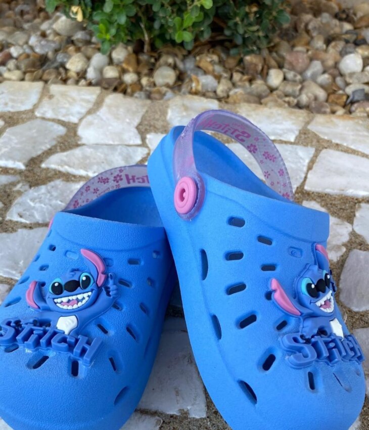Babuche Infantil Feminina Azul Stitch Fernanda Ramos Kids