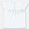 Blusa Infantil Manga Curta em Meia Malha Branca Fernanda Ramos Kids