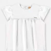 Blusa Infantil Manga Curta em Meia Malha Branca Fernanda Ramos Kids