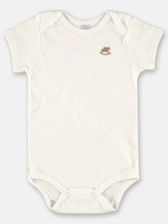Body Infantil Manga Curta Suedine Unissex Off White Fernanda Ramos Kids